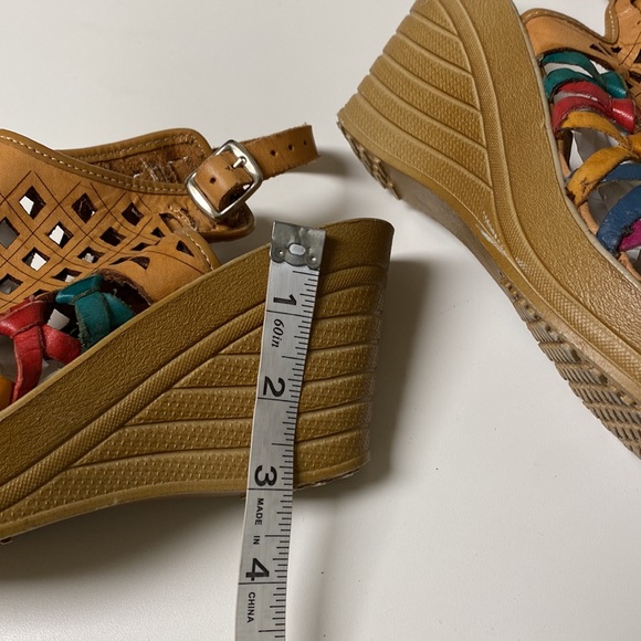 Multicolour Leather Wedge Sandals - Picture 10 of 12